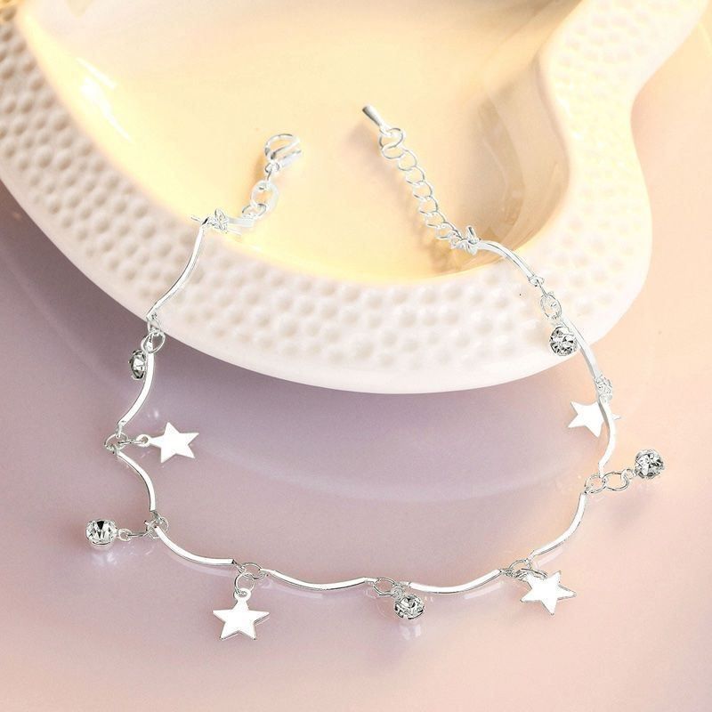 Armbänder & -reifen: silber fusskette mit sternen und stein – Neu und originalverpackt aus St. Gallen von yatoot26 1