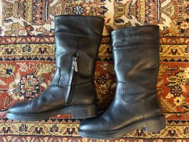 Bottes mi-mollet Calvin Klein en cuir noir, taille 38