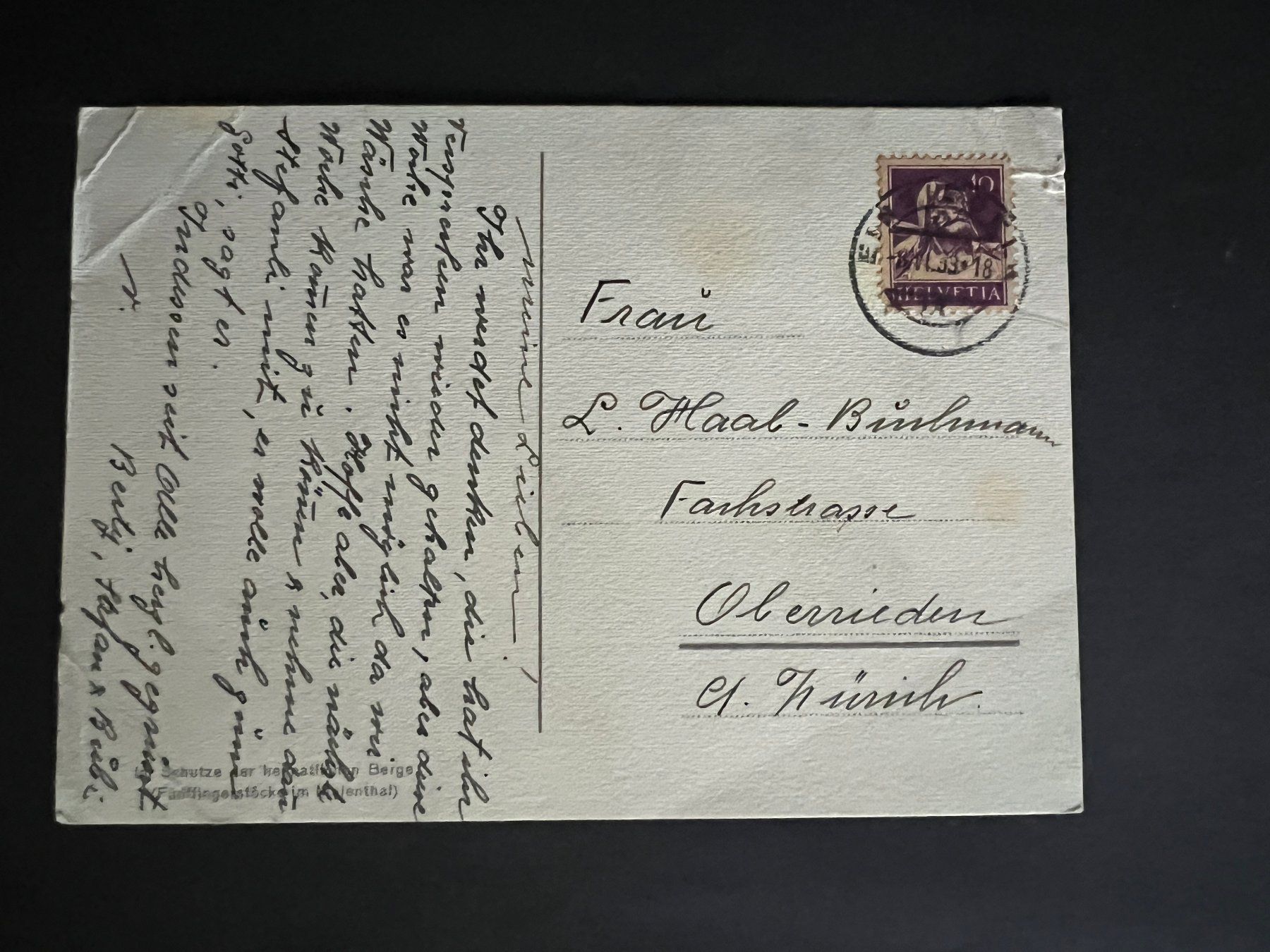 Ansichtskarten: Ansichtskarte Maienthal mit kl. Knick  1933  (V788) – Gebraucht aus Hinwil von Sidi4 1