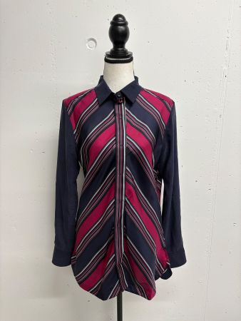 Sportmax Bluse Gr. 40 Seide blau gestreift