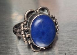 Bague en argent avec pierre bleue 6,8g bon état