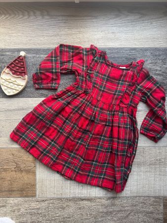 H&M ❤️🤍💚 robe carreaux tartan & volants NEW! 92