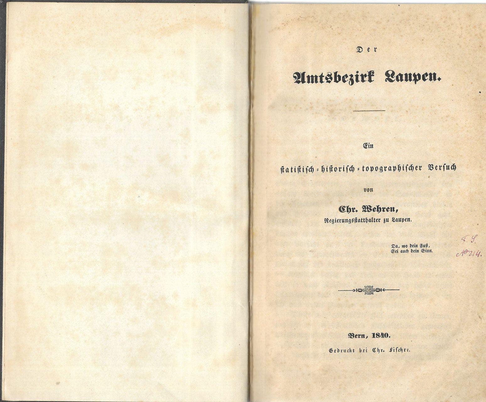 Bücher: Der Amtsbezirk Laupen 1840 – Gebraucht aus Bern von Grindelwaldaus