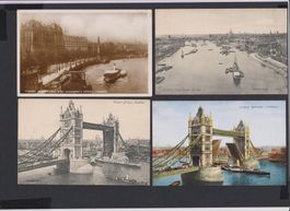 London Themse Tower-Bridge   :   4 alte AK's mit Schiffe