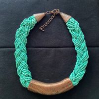 Grosse Edelsteinkette geflochten, Ethno Style; Türkis