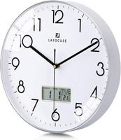 Lautlos Wanduhr mit Kalender Digital LCD 30cm