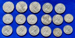 **Australien 17xStk 50+20+10 Cent Münzen Elizabeth II Lot**