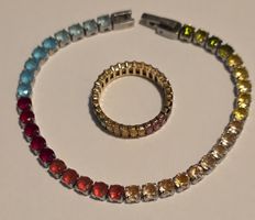 Sommerliches Schmuckset: Armband und Ring mit Farbverlauf