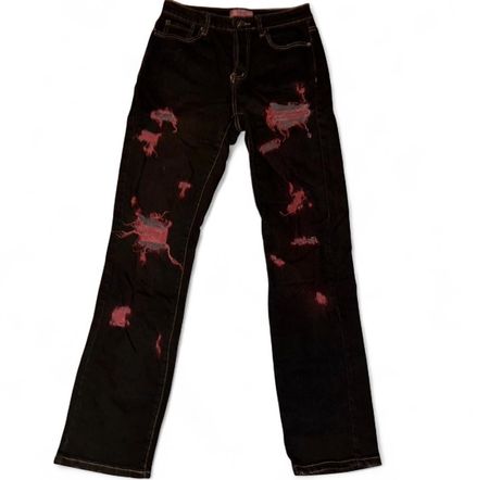 Damen Jeans Schwarz Rissig