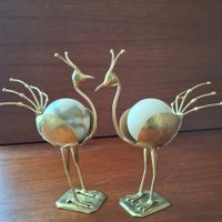Oiseau en laiton et marbre vintage MCM Mid Century