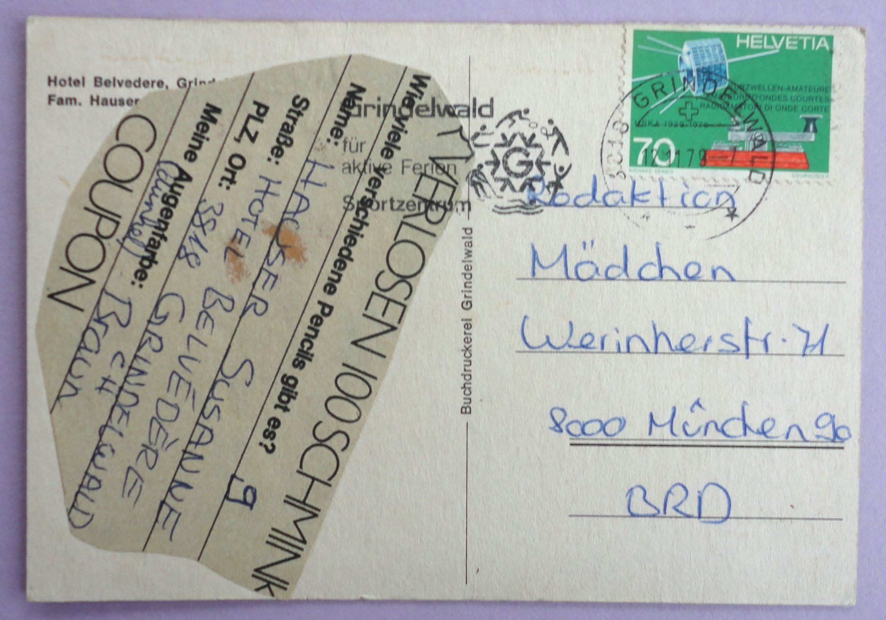 Cartoline postali: Hotel Belvedere, Grindelwald – Usato da Fétigny venduto da Billy2miny 1