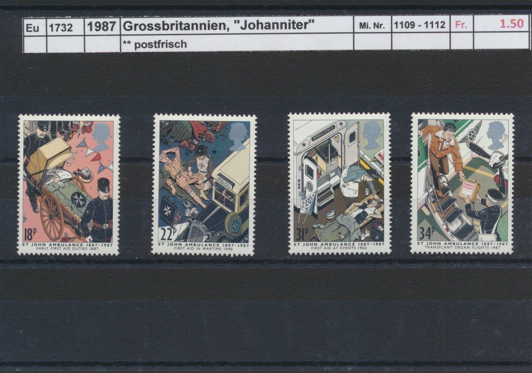 Tutti i francobolli: 1987 Grossbritannien, "Johanniter", ** postfrisch – Nuovo (secondo la descrizione) da Winterthur venduto da Zupogeru