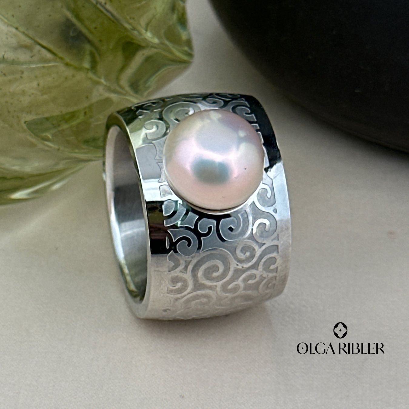 Olga Ribler Anelli: Massiver Ring Edelstahl - mit Perle - Grösse 60 – Nuovo (secondo la descrizione) da Luzern venduto da byolgaribleroutlet 3