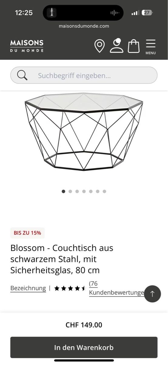 Tische: Couchtisch Geometrisch Glas Metall Messing Optik – Neu (gemäss Beschreibung) aus Basel von romaeasmil