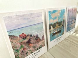3er Wandbilder Serie CLAUDE MONET Motiv 🖍️ neu XXL 180x80 c