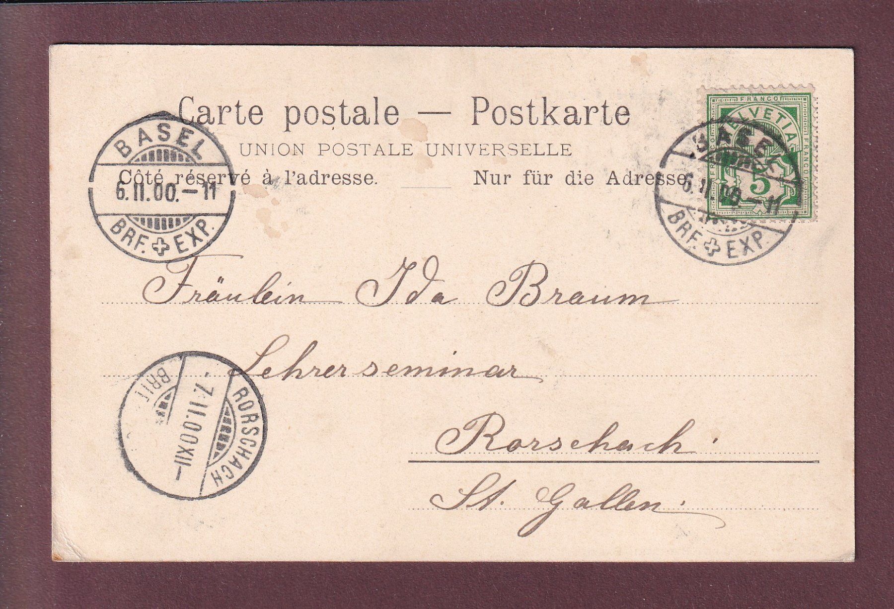 Cartoline postali: BASEL - Kirche St. Jakob - 1900 – Usato da Pully venduto da nicecards 1