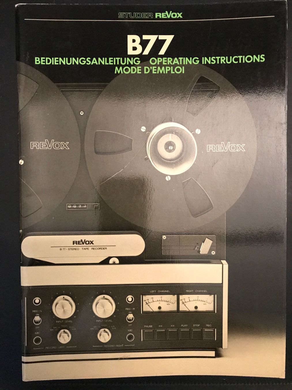 Revox Apparecchi a nastro: Revox B77, Bedienungsanleitung – Usato da Russikon venduto da Pshalom