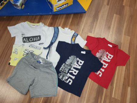 4 T-shirt Zara und Paris plus kurze Hose von Rebel gr 104 K1