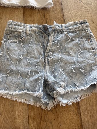 Jeansshorts Damen leicht hellblau Grösse XS mit Muster