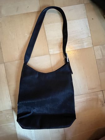 Umhängetasche Schwarz Stoff mit Schnalle Damen Tasche