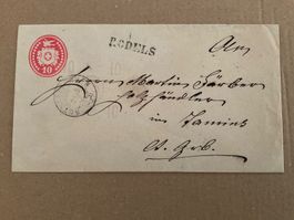 1880 10Rp. Tüblibrief Stabstempel Rodels - Tamins via Chur