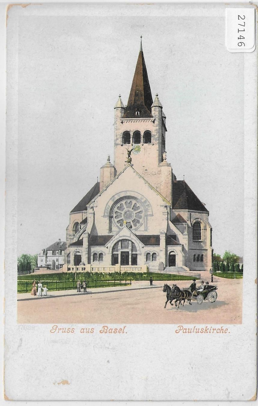Ansichtskarten: Gruss aus Basel - Pauluskirche - Litho – Gebraucht aus Ettingen von Kartenplanet