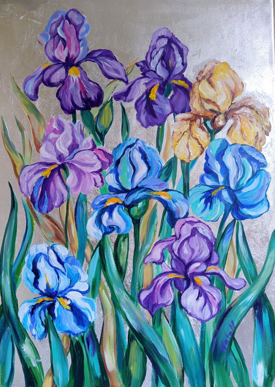 Dipinti: Handgemaltes Iris-Gemälde, Leinwandbild, Frühlingsdeko – Usato da Gattikon venduto da uur_r86h