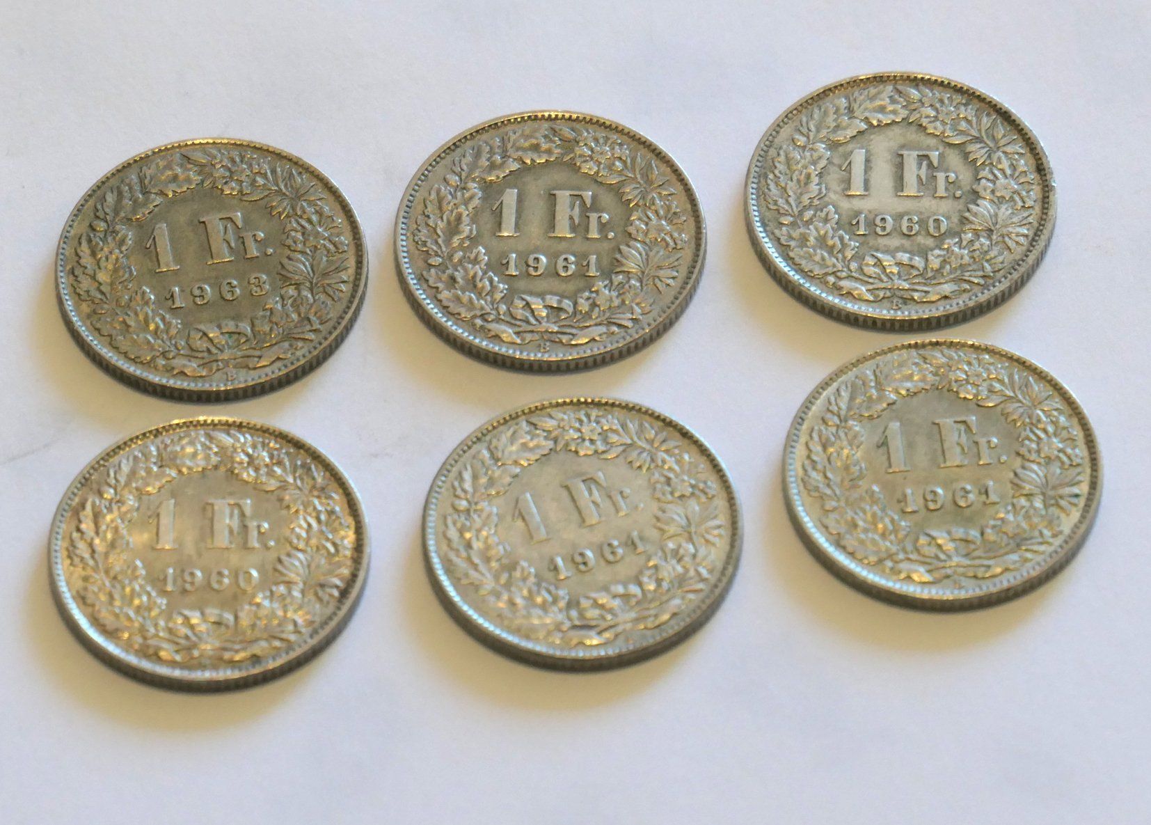 Toutes les monnaies: 6 pièces de 1.-- CHF en argent – D'occasion à Carouge GE par bemol_007