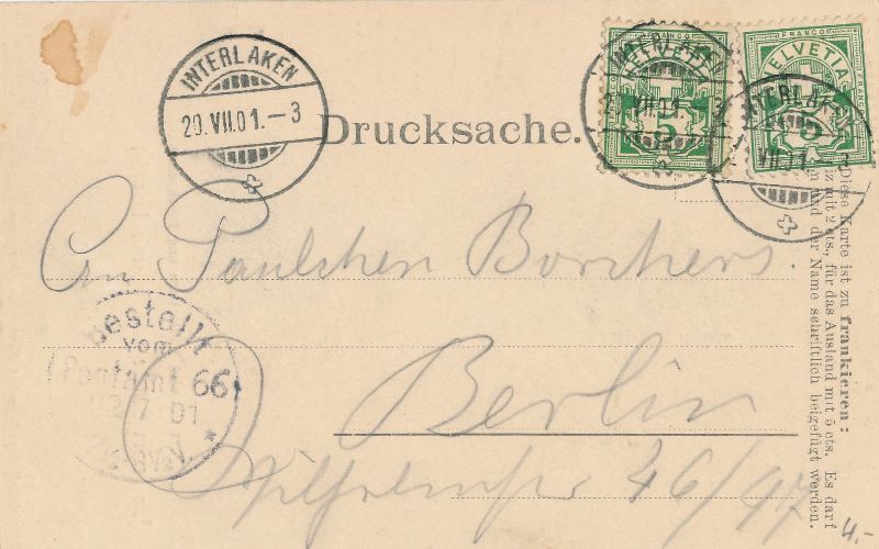 Cartoline postali: Rosenlaui + 1901 – Usato da Emmenbrücke venduto da teestube 1