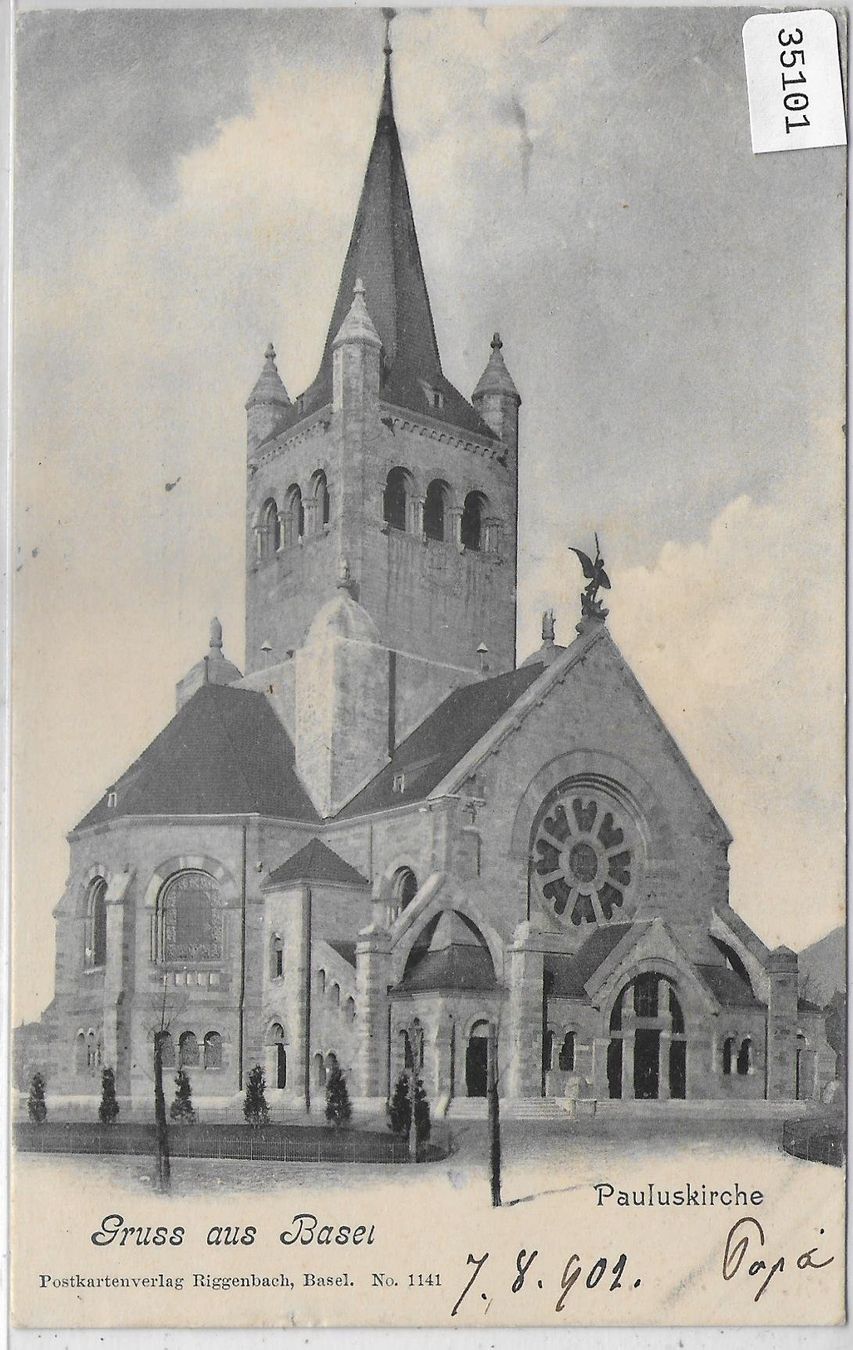 Cartoline postali: Gruss aus Basel - Pauluskirche – Usato da Ettingen venduto da Kartenplanet