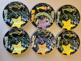 6 Bopla! Langenthal Untertassen 15 cm gebraucht bunt - Los 3