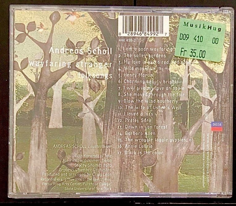 CD: Andreas Scholl CD wayfaring Stranger • Countertenor – Usato da Luzern venduto da Lycka 1