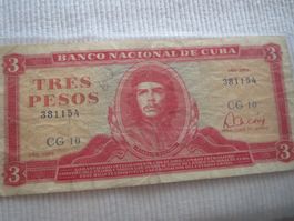 BANKNOTE mit CHE GUEVARA drauf- Liebhaber-Stück Tres Pesos