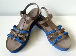 Otto Kern Damen-Ledersandalen Gr. 39 taupe/blau (OVP)
