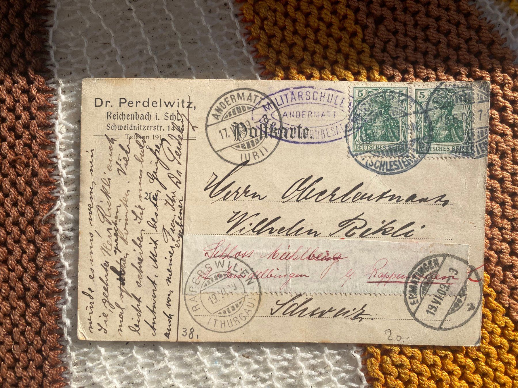 Cartoline postali: 1909 PK DE - CH Militär – Usato da Langendorf venduto da Antik-Samariter