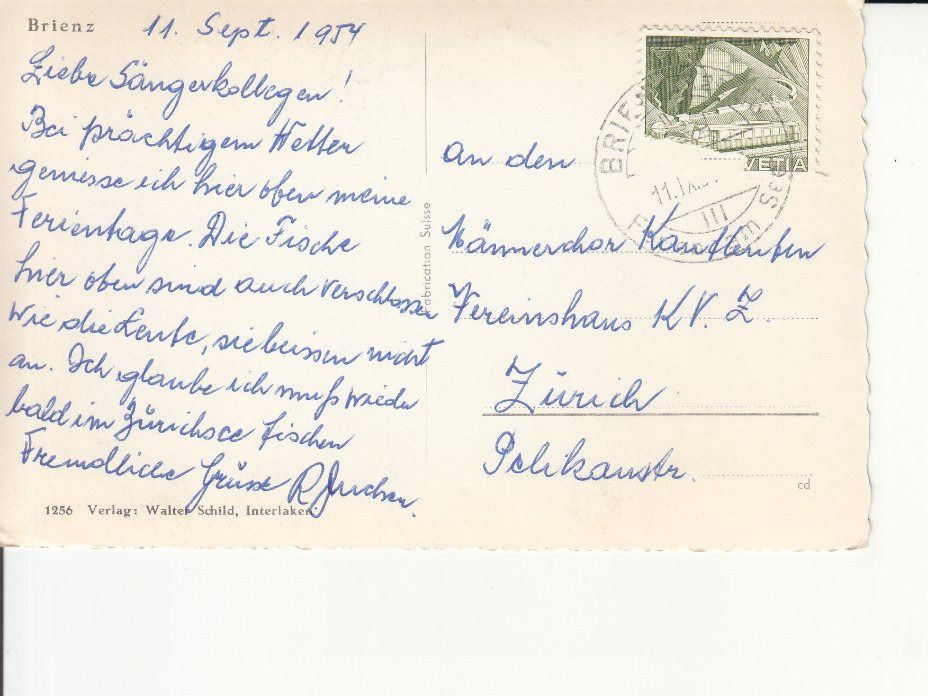 Cartoline postali: Brienz 1954 – Usato da Bürglen TG venduto da StampGraf 1