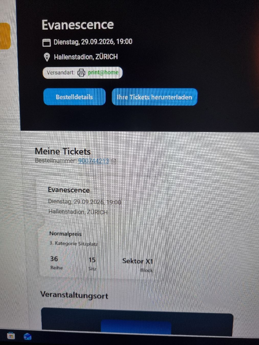 Biglietti: 1x Evanescence Sitzplatz Ticket – Usato da kölliken venduto da TerryCash