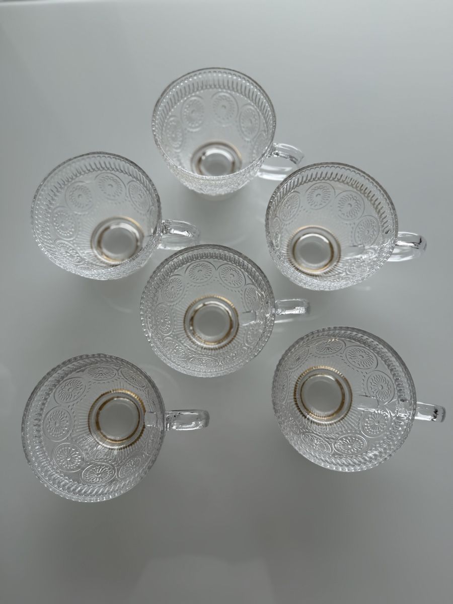 Tazze: Elegant Glass Tea Set - Six Cups - Summer – Nuovo (secondo la descrizione) da Uerkheim venduto da dam_x96b 1