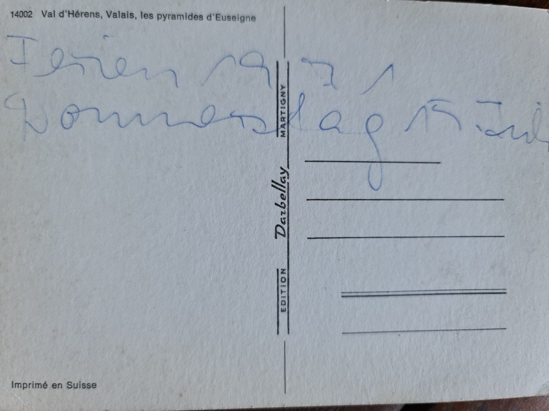 Cartoline postali: Ansichtskarte Val d'Hérens Wallis – Usato da Dintikon venduto da Vexi 1