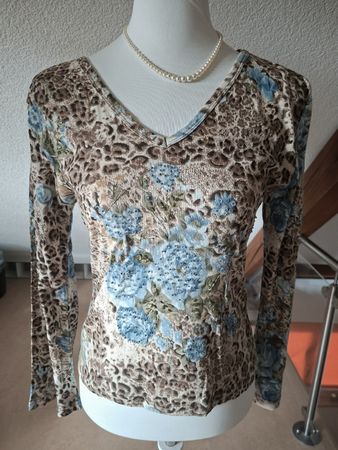 Langarmshirt Blumen Leo Print Grösse S/M Neu Boom Baba