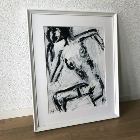 Nude Art Black White Frau Body Gestik Akt Moderne Kunst
