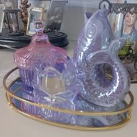 4er Deko Glas set: Dose Vase, Teelicht Spiegelplateau