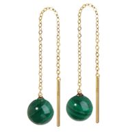 Paar Ohrhänger Paar Echt Malachit Durchzieher 6mm Gelbgold 5