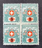 Nachportomarken-Z 38 5/3 ** (1916) Viererblock