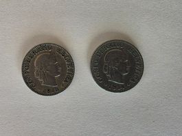 2 pièces suisses de 1914 et 1915