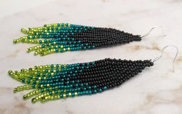 Fringe Earrings Green/Fransen Ohrringe grün