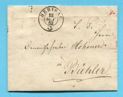 Faltbrief von Herisau nach Bühler 1852