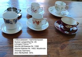 6 MOCCATASSEN / Sammlertassen