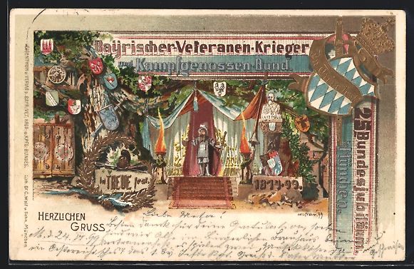 Cancelleria postale: Litho München, Bayer.-Veteranen-Krieger – Usato da Berlin venduto da bartko-reher