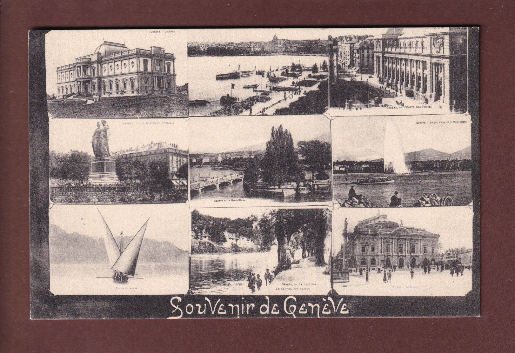 Cartoline postali: Souvenir de GENEVE - 9 images – Usato da Pully venduto da nicecards